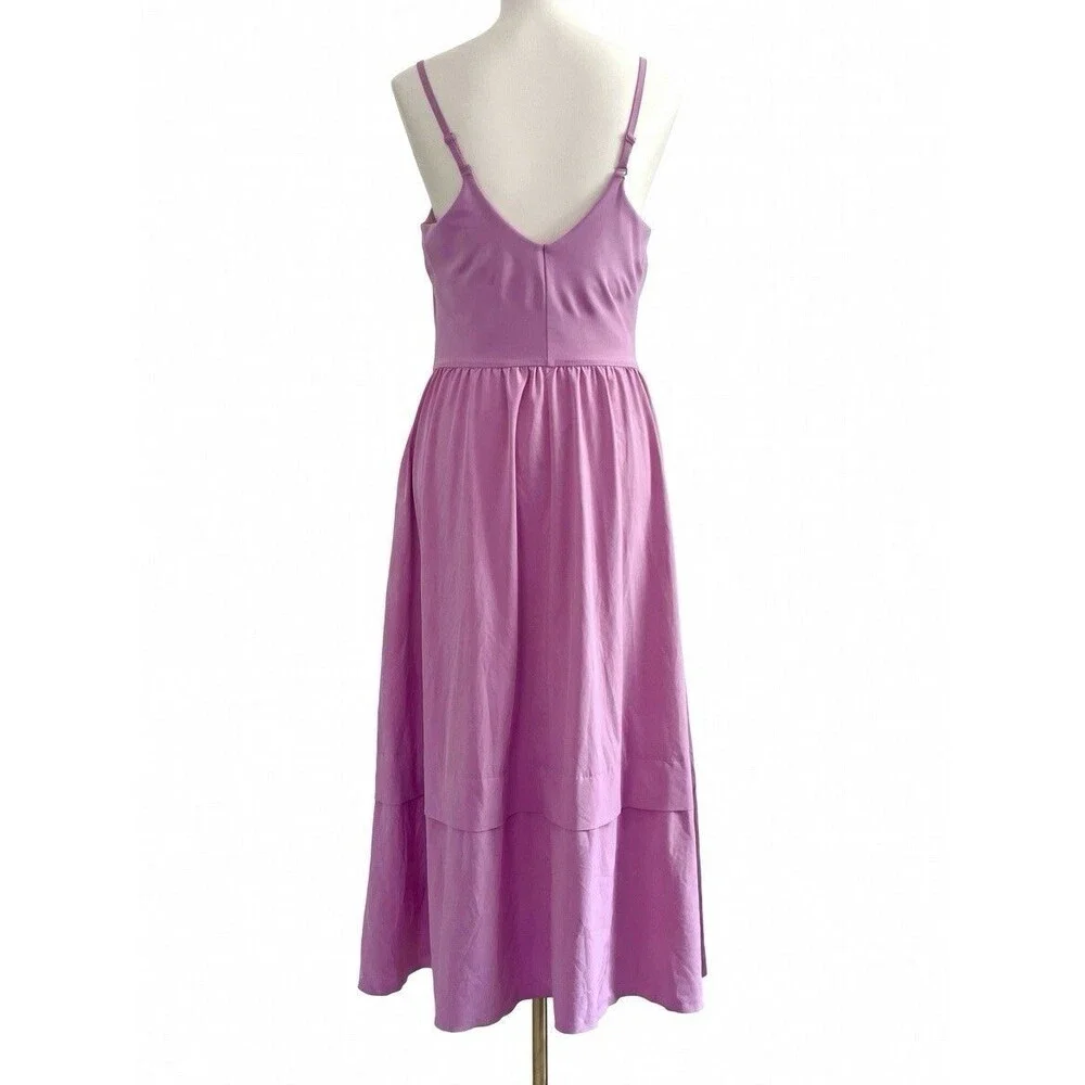 Athleta Elation V-Neck Hybrid Athletic Midi Dress in Pink Womens M 601546 - Picture 4 of 6